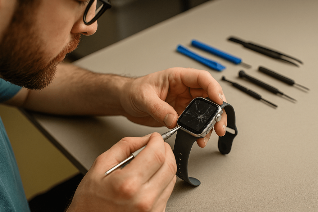 Smartwatch technician repairing screen in Jensen Beach Fixology Repair