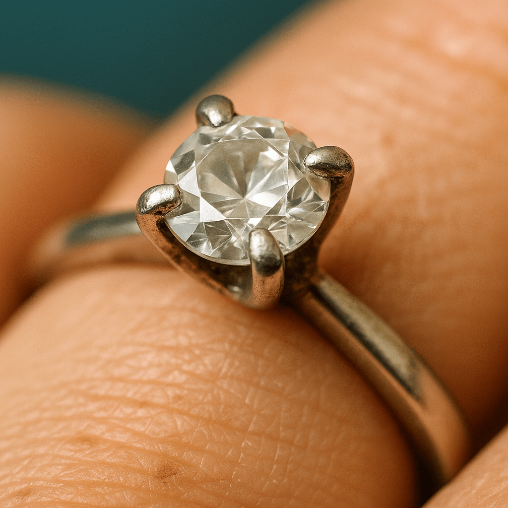 Worn prongs before diamond ring repair Jensen Beach FL